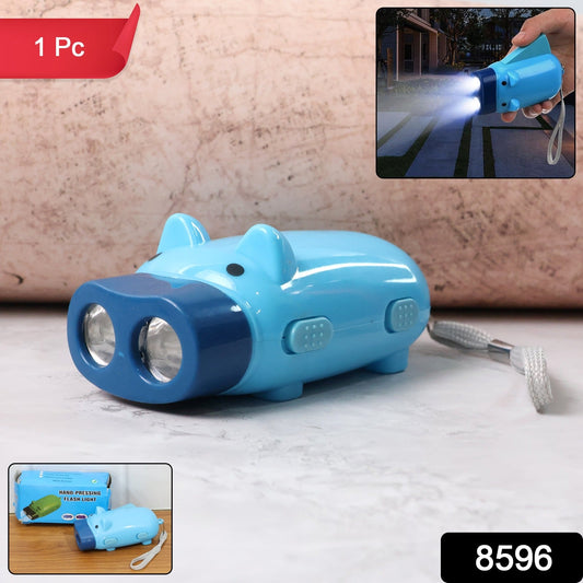 2-LED Hand Press Torch ��� Battery-Free Hand Crank Flas