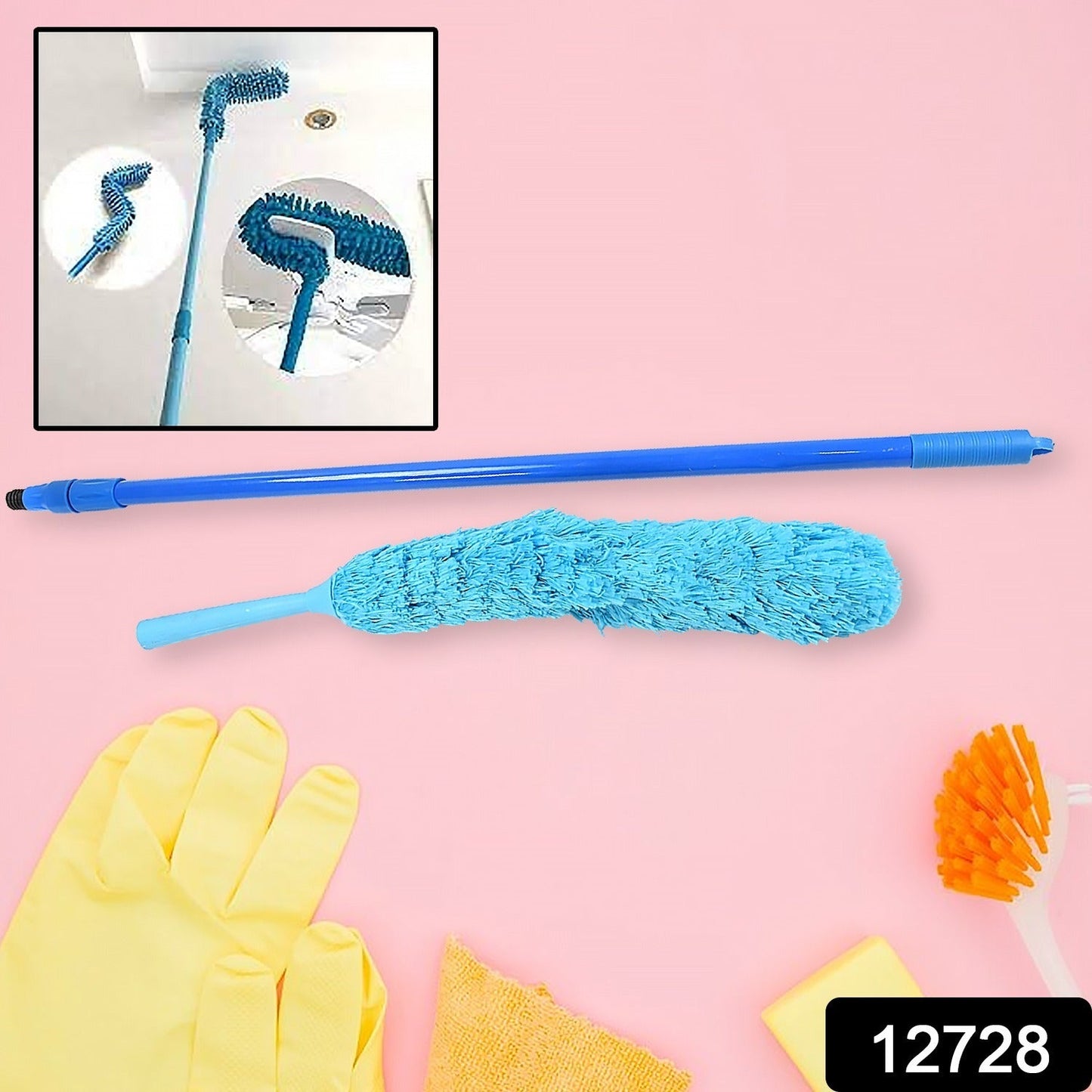 Adjustable Long Handle Microfiber Dust Brush ��� Foldable Ceiling & Appliance C