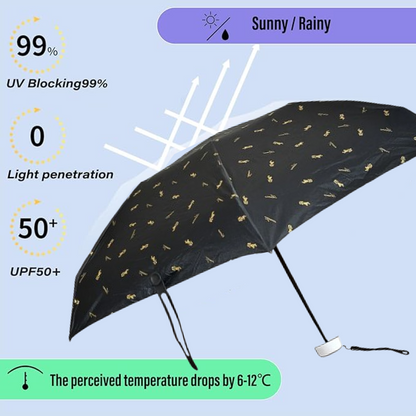 3-Fold Cute Umbrella ��� Sun & Rain Protection, UV Shield (1 Pc / With Zip