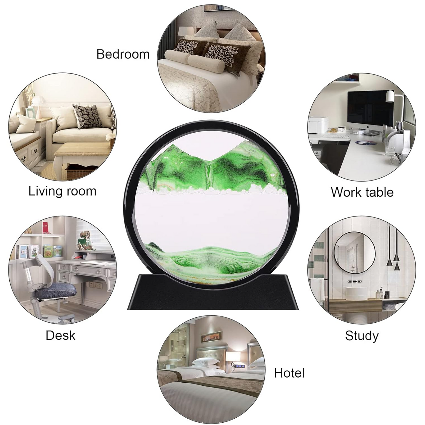 3D Moving Sand Art ��� Liquid Motion Deep Sea Sandscape with Round Glass Frame & ejection