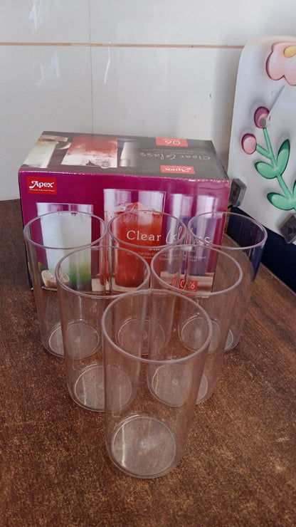 Apex Clear Plastic Tumbler / Glass Set ��� 6-Piece Unbre