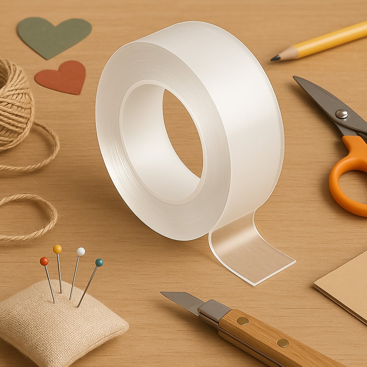 Sticky Double Sided Tape Washable Adhesive Tape Reusable (Thin / 6.5��3 Cm / 1