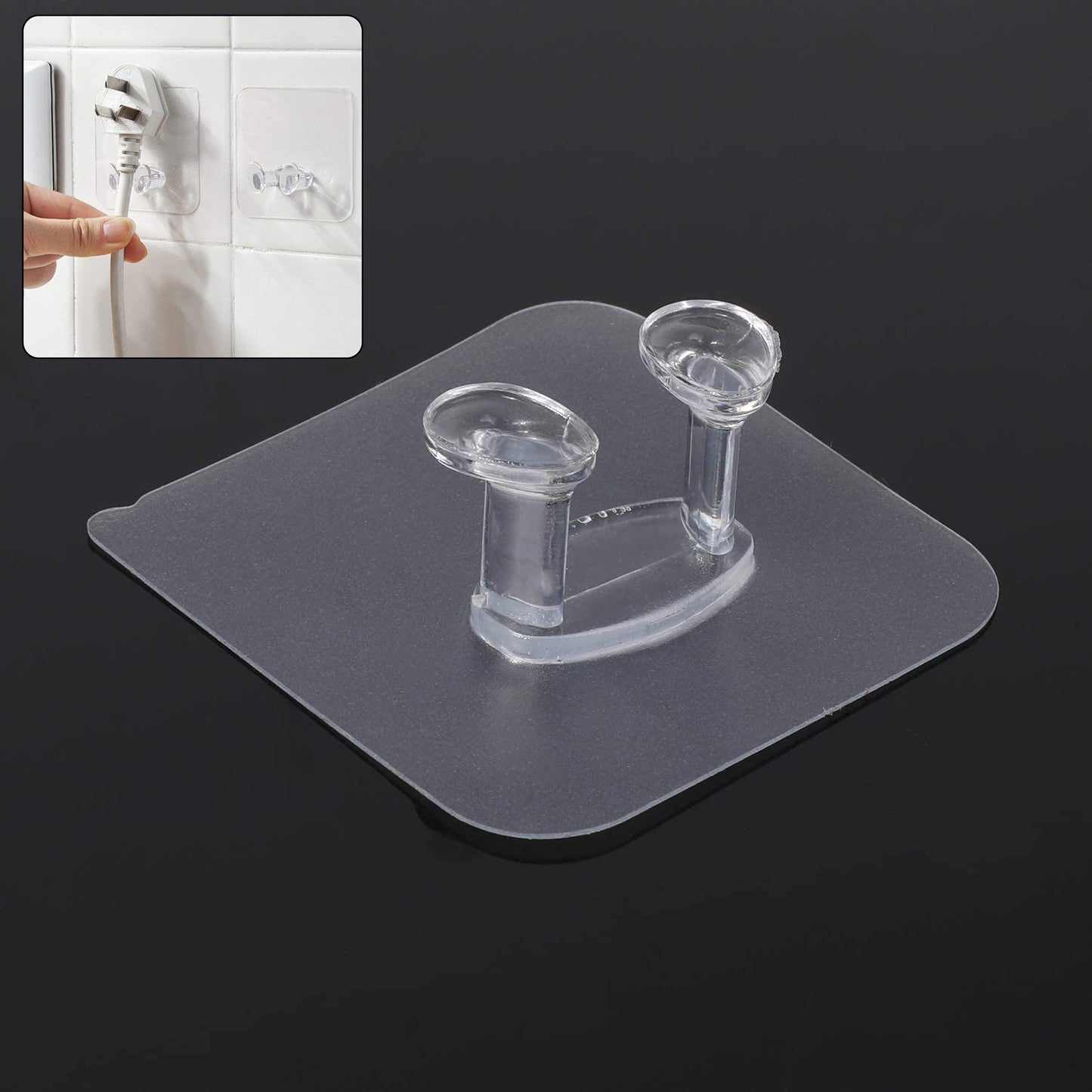 Transparent Self-Adhesive Wall Hook ��� Drill-Free, Waterproof & Oil-Proof for Toothbrush, Socket