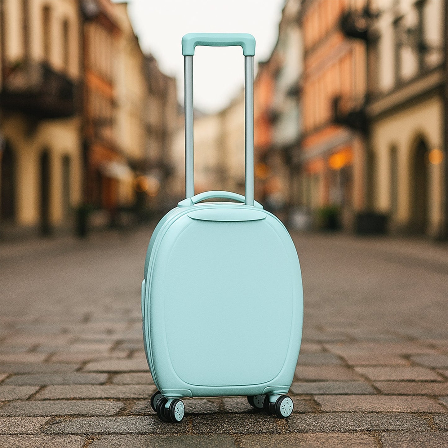 17849��Suitcase For Kids, Girls Green Small Cabin Hard Cover Holiday Carry On Trolley with Extendable Handle, Children's Luggage, Trolley Rolling Luggage for Toddlers Men Woman (Mix Co