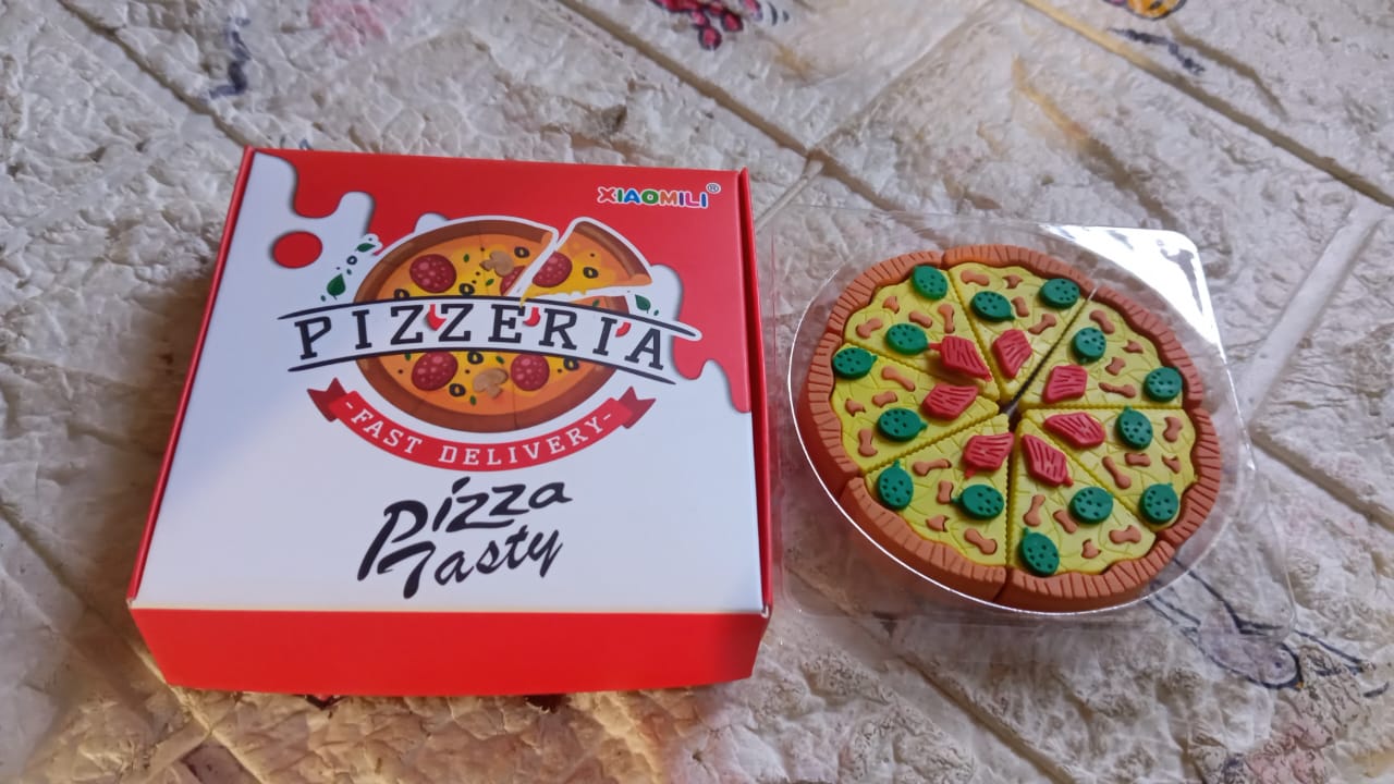 3D Pizza Slices Eraser Set ��� Fancy & Colorful Stationery for Kids & Gifts (7