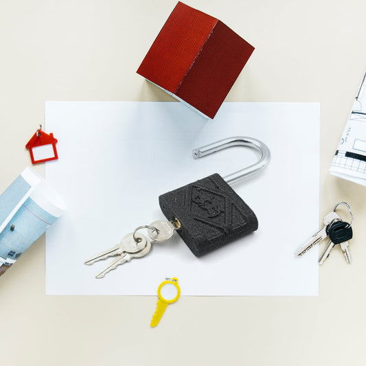 Black Iron Padlock ��� Brass Core, Waterproof & Anti-Theft for Home & Outdoor (