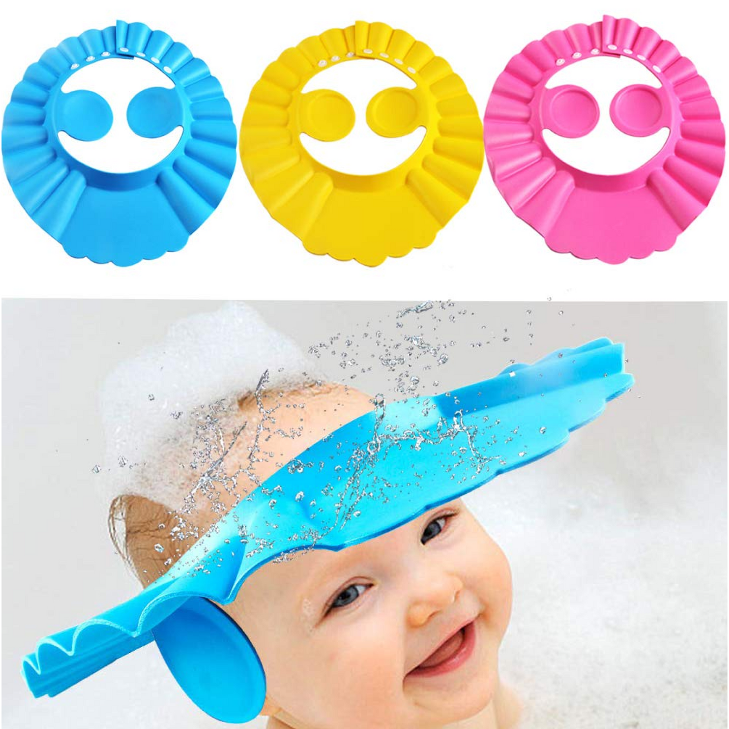 Soft Adjustable Baby Shower Cap ��� Splash-Proof Eye & Ear Protection for Bat