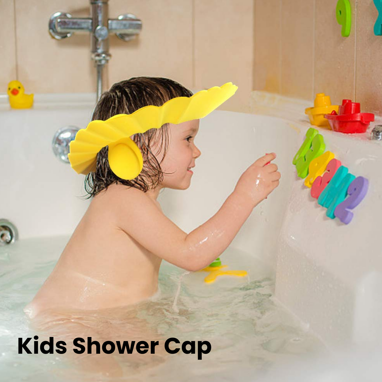 Soft Adjustable Baby Shower Cap ��� Splash-Proof Eye & Ear Protection for Bat