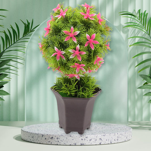 Wild Artificial Flower Plant with Cute Pot ��� Home Office Tabletop Decor, Indoor Balcony Decoration