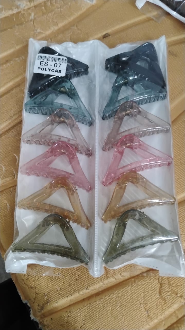 Triangle Shape Mix Color Plastic Hair Claw Clip ��� 12 Pc Durable Grip for Women and