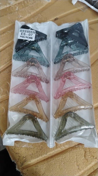 Triangle Shape Mix Color Plastic Hair Claw Clip ��� 12 Pc Durable Grip for Women and