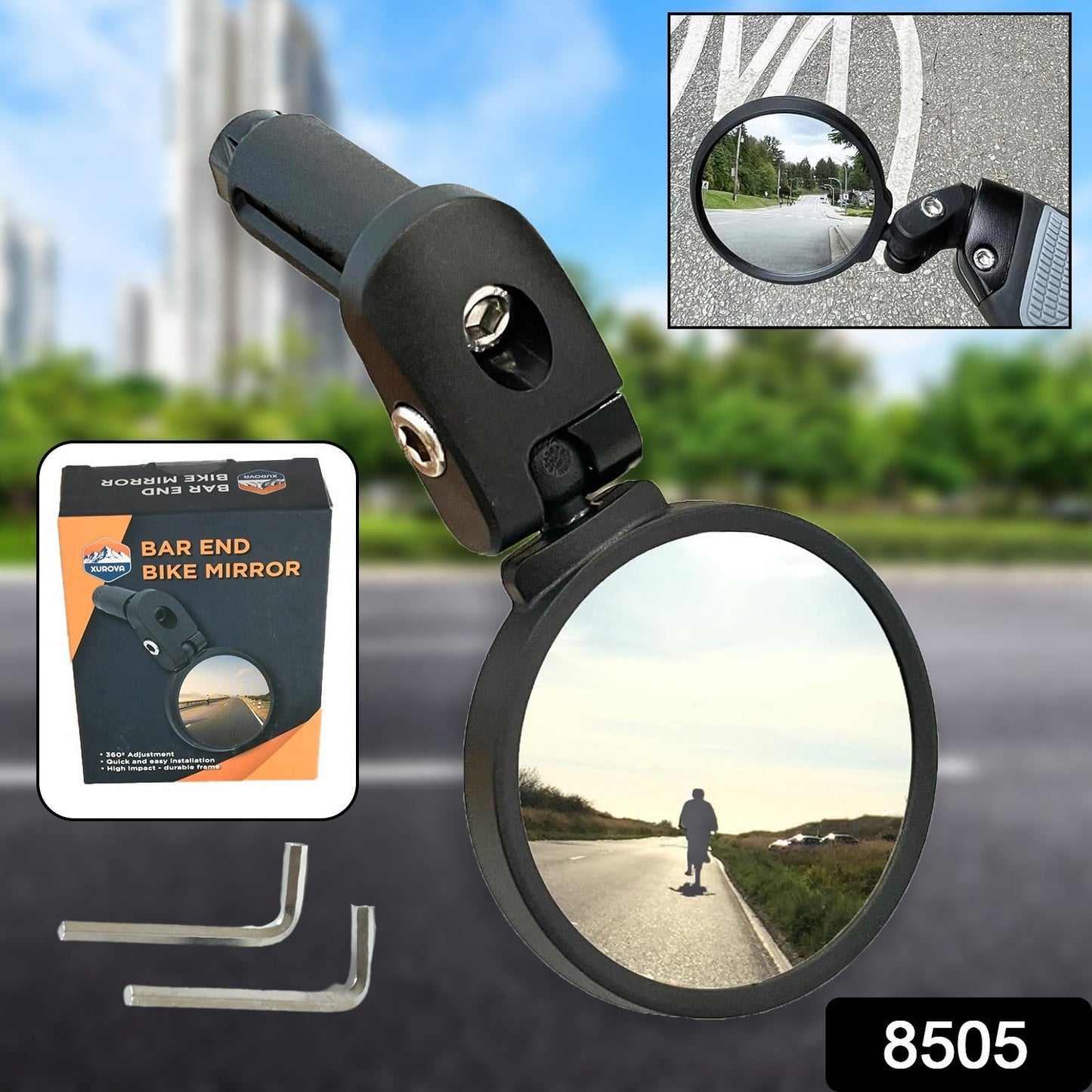 Bar End Bike Mirror: 360�� Rotatable & Foldable (1