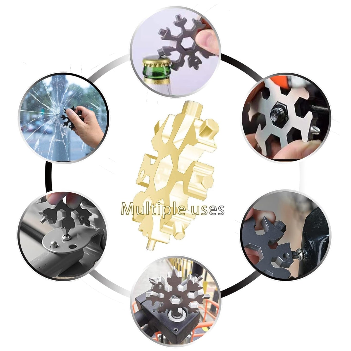 18-in-1 Snowflake Multi-Tool ��� Portable Bottle Opener, Screwdriver &