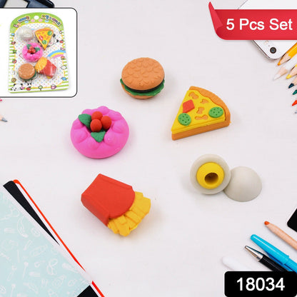 3D Food-Shaped Colorful Eraser Set ��� Cute Novelty Mini Erasers for Kids (5 P