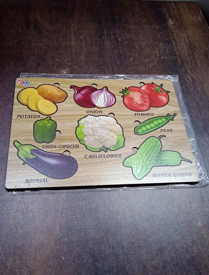 Wooden Vegetable Puzzle Learning Educational Board (1 Set / 28��20