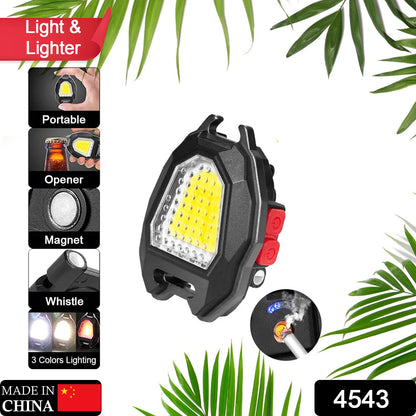 Triangular Camping Flashlight with Lighter ��� 6 Modes, 3 Colors, Waterproof, Magnetic Ke