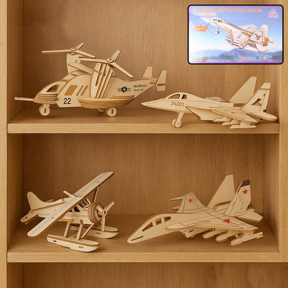 3D Wooden Aircraft Puzzle DIY Assembly Kit (Mix Design ���