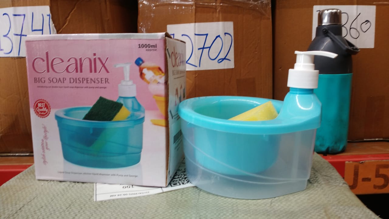 2-in-1 Double Layer Liquid Soap Dispenser with Pump & Sponge ��� Practical Kitchen & Hotel Sink Soap Pump Bottle (Rect