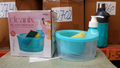 2-in-1 Double Layer Liquid Soap Dispenser with Pump & Sponge ��� Practical Kitchen & Hotel Sink Soap Pump Bottle (Rect