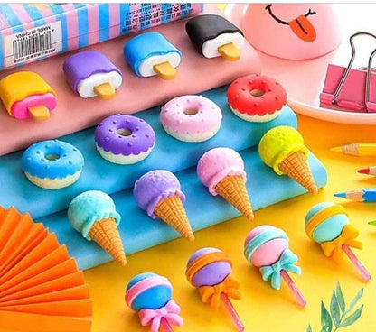 Cone, Donut & Lollipop Eraser Set for Kids��� School Gifts (1 Set 4 Pc, T