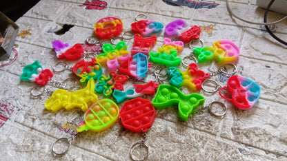 Compact Pop It Keychain ��� Fun Stress Relief Fidget Toy (1 Pc | Mix D