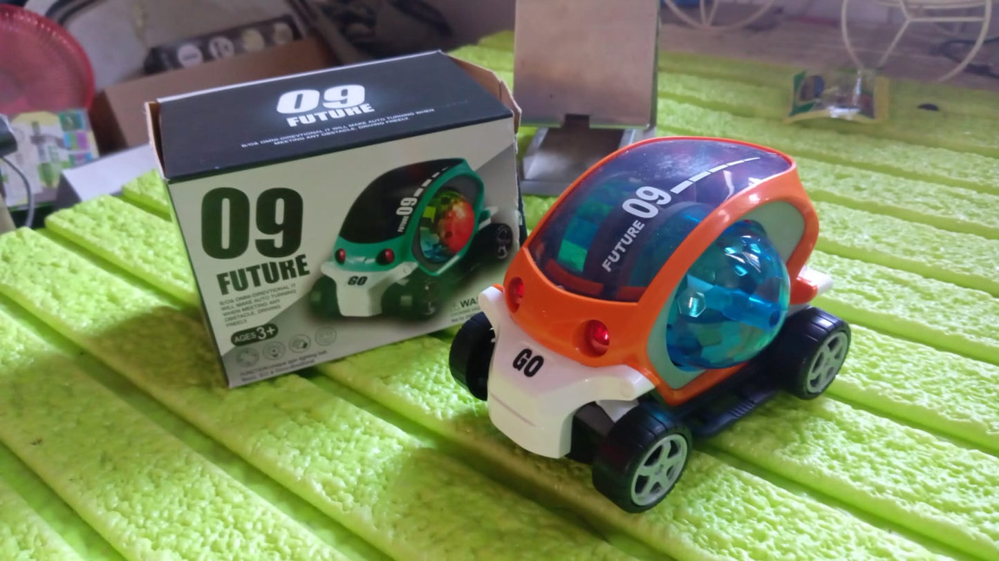 360�� Rotating Stunt Car Toy ��� Bump & Go with 4D Lights, Music & Disco Ball (1 Pc, Battery Not