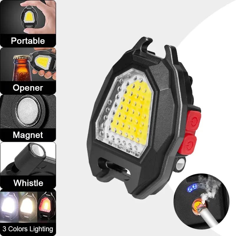Triangular Camping Flashlight with Lighter ��� 6 Modes, 3 Colors, Waterproof, Magnetic Ke