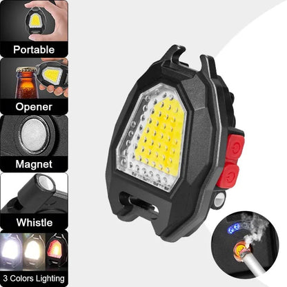 Triangular Camping Flashlight with Lighter ��� 6 Modes, 3 Colors, Waterproof, Magnetic Ke