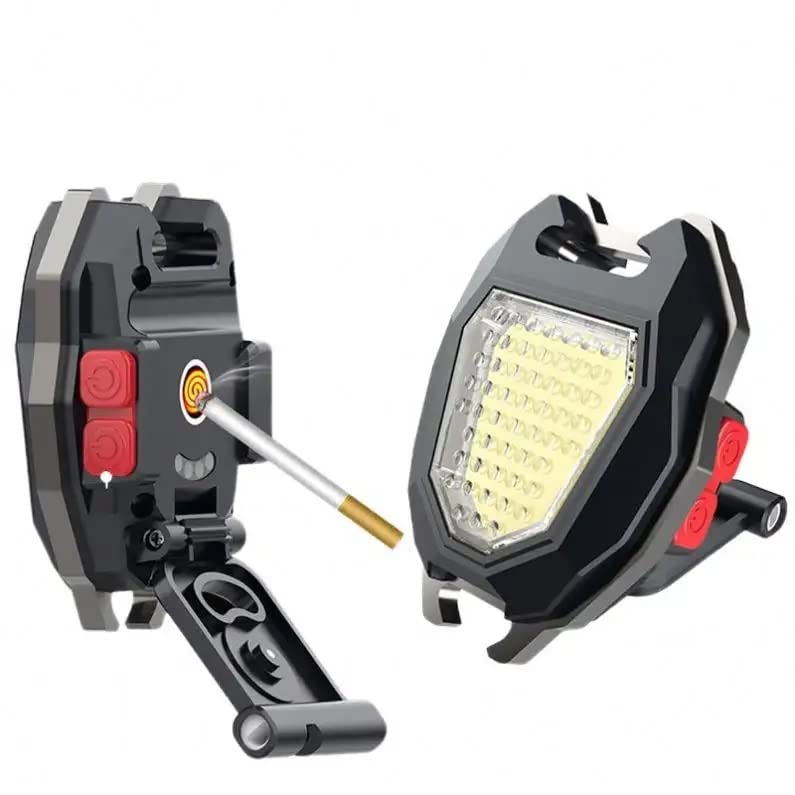 Triangular Camping Flashlight with Lighter ��� 6 Modes, 3 Colors, Waterproof, Magnetic Ke