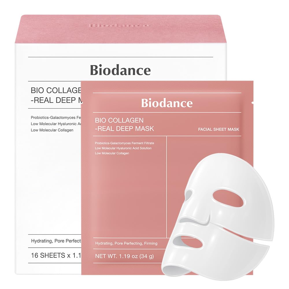 BIODANCE Bio-Collagen Real Deep Mask, Hydrating Overnight Hydrogel Mask, Pore Minimizing, Plumping, Elasticity Improvement, Korean Skin Care, Gifts for Women | 1.19oz(34g) x 16ea