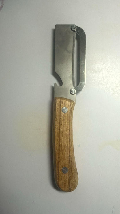Peeler with Wooden Handle & Bottle Opener