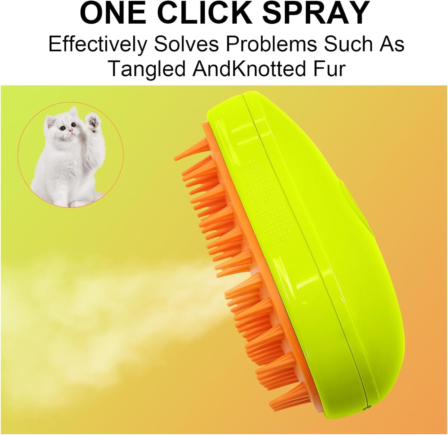 3-in-1 Cat Steamy Brush ��� Self-Cleaning Pet Grooming & Hair Remova