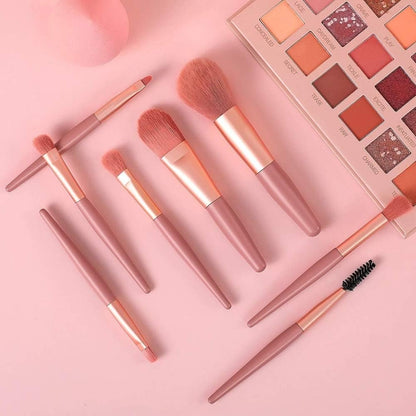 8-Piece Mini Makeup Brush Kit ��� Portable Premium Synthetic Set with Case (Mix C