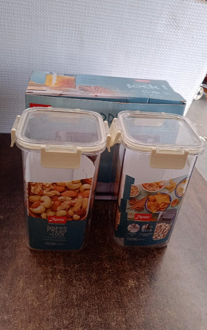 Apex Press N��� Lock Airtight Kitchen Storage Container Set (2Pc/1400ml)