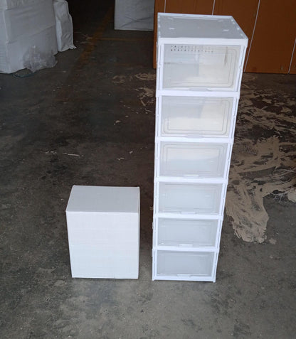 6-Layer Stackable Foldable Storage Organizer Cart for Clothes, Kitchen, Closet & Bathroom