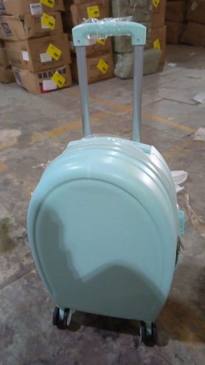 17849��Suitcase For Kids, Girls Green Small Cabin Hard Cover Holiday Carry On Trolley with Extendable Handle, Children's Luggage, Trolley Rolling Luggage for Toddlers Men Woman (Mix Co