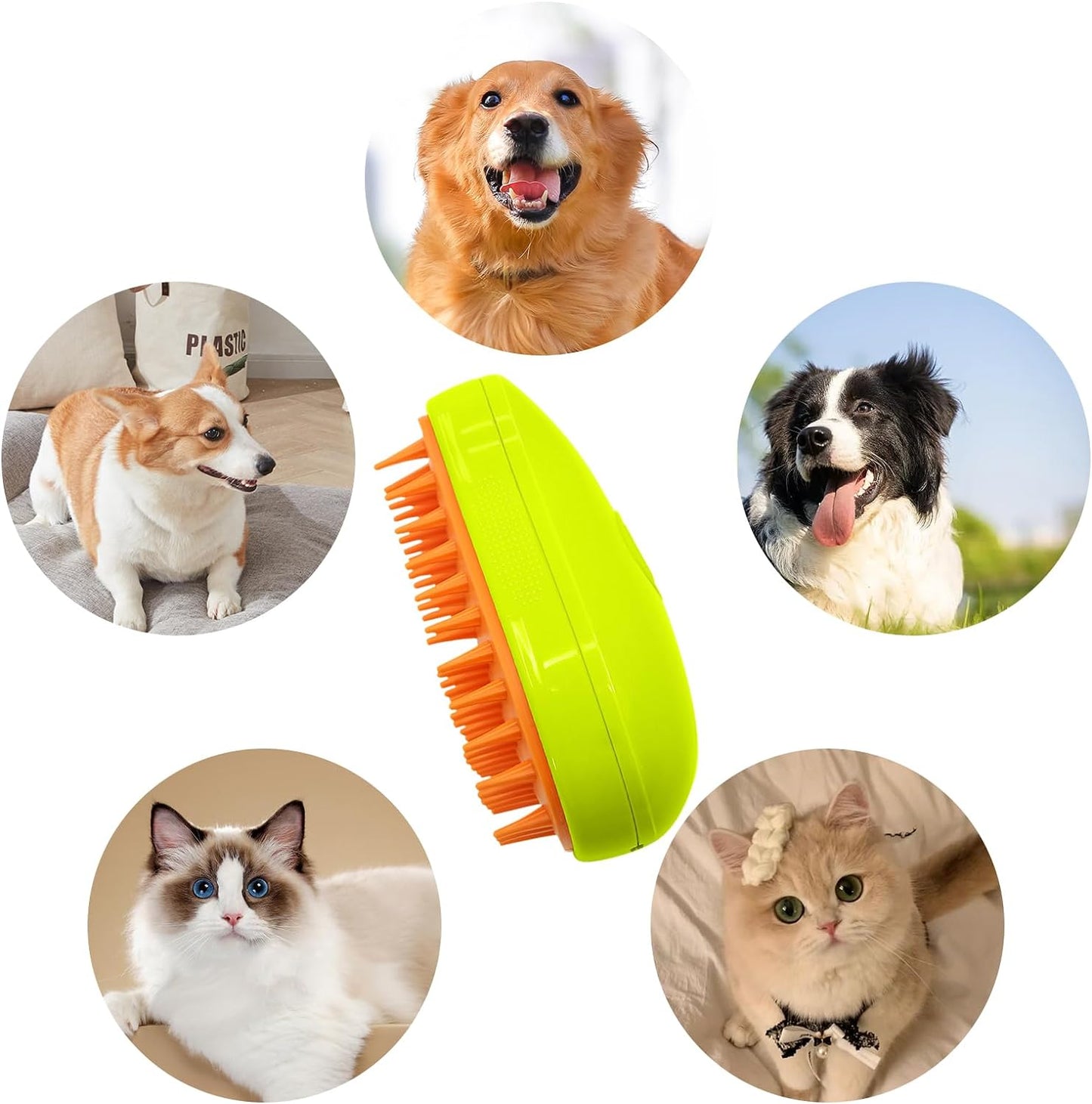 3-in-1 Cat Steamy Brush ��� Self-Cleaning Pet Grooming & Hair Remova