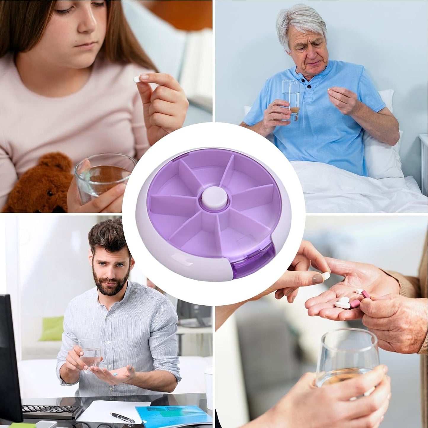 Cute 7-Day Pill Box Dispenser ��� Portable 7-Grid Medicine Organizer