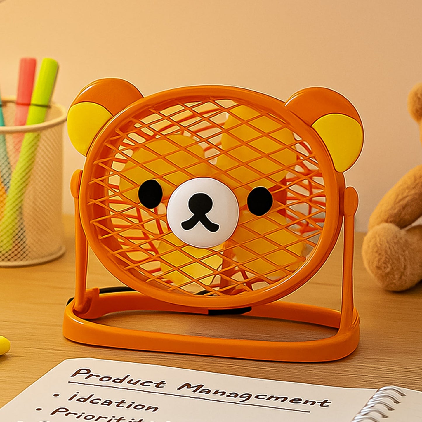 Stylish & Silent: Teddy Bear USB Fan for Any Space ��� Adjustable Co