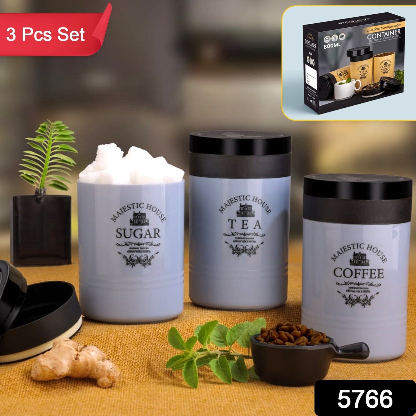 Airtight Containers ��� For Tea, Coffee, Sugar & More (3 Pc