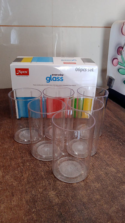 Apex Everyday Plastic Glass Set ��� 6 Pieces Lightweight & Unbre