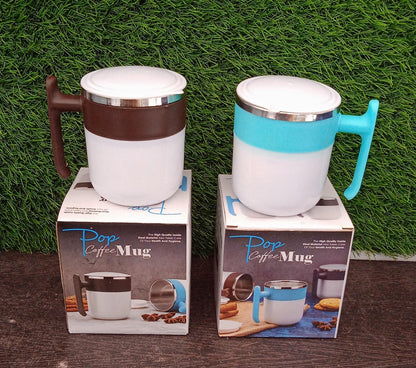 Stainless Steel Insulated Coffee/Tea Mug with Lid ��� Double Wall Hot Beverage Travel Cup, Milk Mug for Office & Home Use