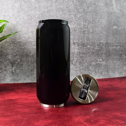 Stainless Steel Can-Shaped Vacuum Flask with Built-In Straw 500ml Approx, Tumbler (1 Pc)