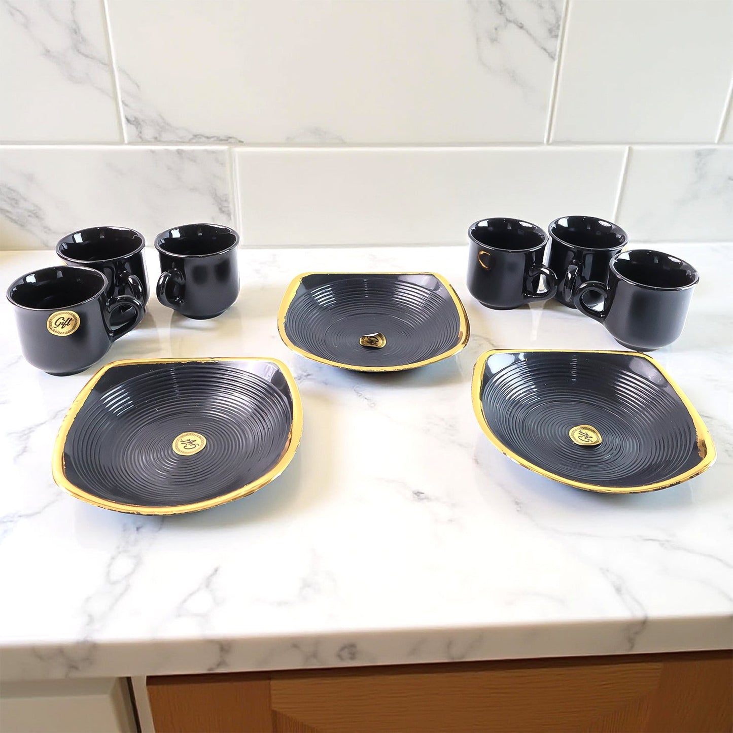 Sweet Buzz 9-Piece Seashell Ceramic Cup Set ��� Ideal for Home &