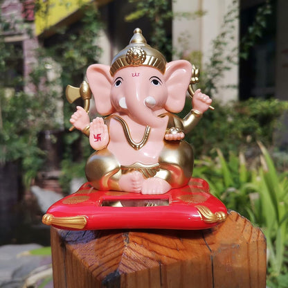 Solar-Powered Dancing Ganesha Idol ��� Decorative Lord Ganpati Showpiece with Mo