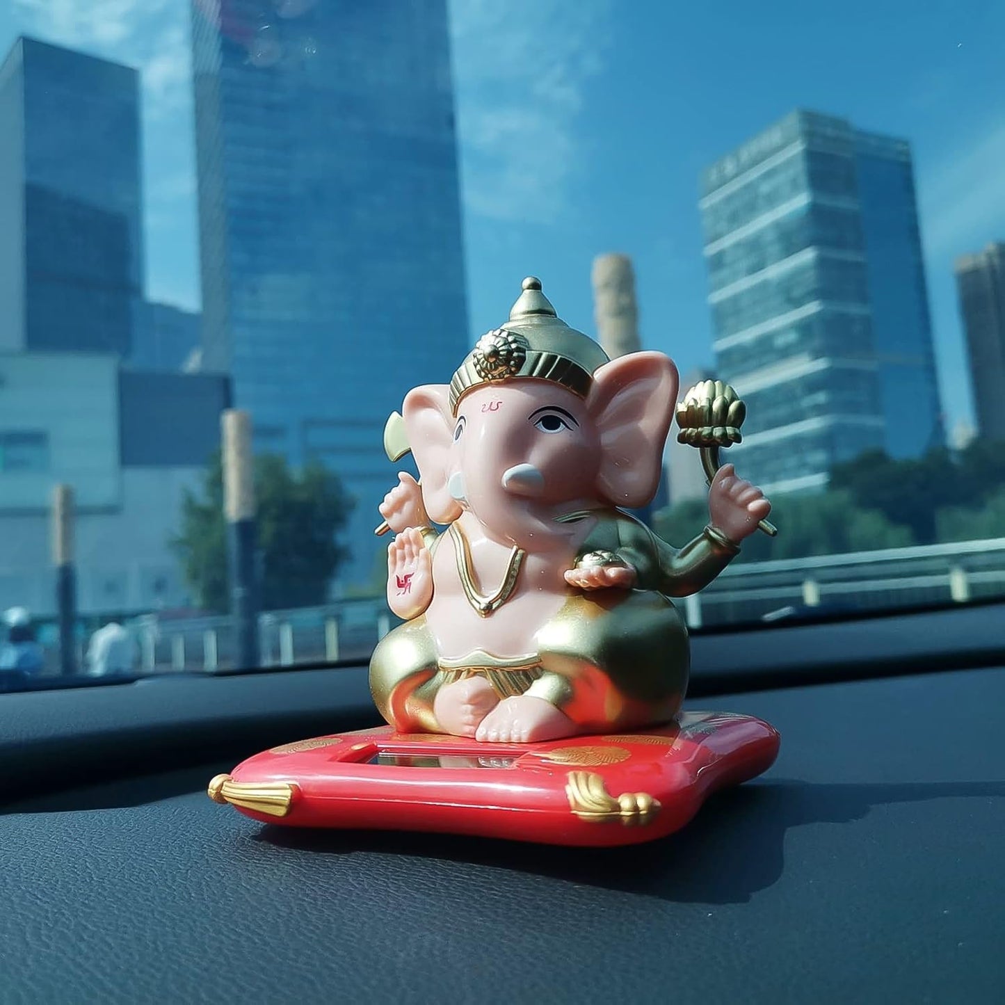 Solar-Powered Dancing Ganesha Idol ��� Decorative Lord Ganpati Showpiece with Mo