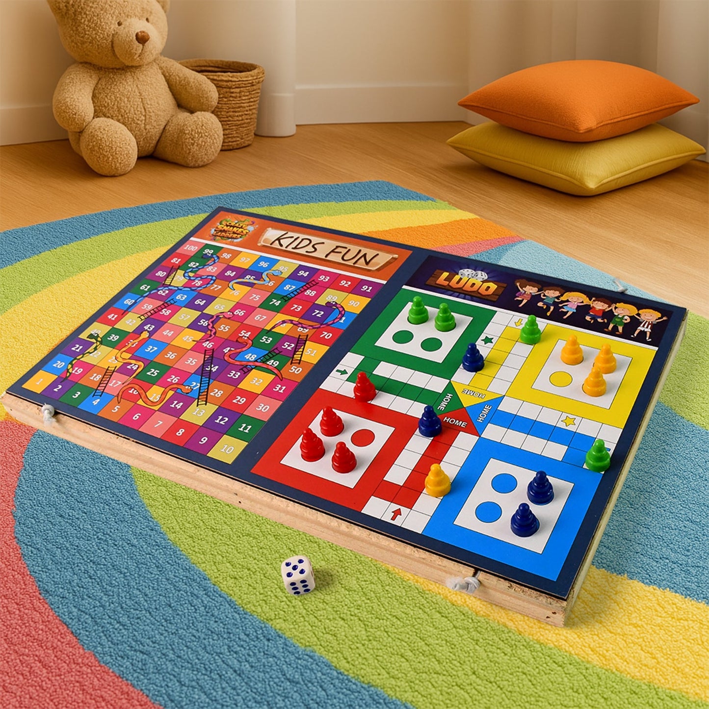Wooden Board Game Set ��� Ludo, Snakes & Ladders, and Desktop Football (3