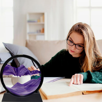 3D Moving Sand Art ��� Liquid Motion Deep Sea Sandscape with Round Glass Frame & ejection