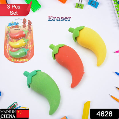 3D Fancy Colorful Chili Shape Erasers ��� Mini Novelty Eraser Set