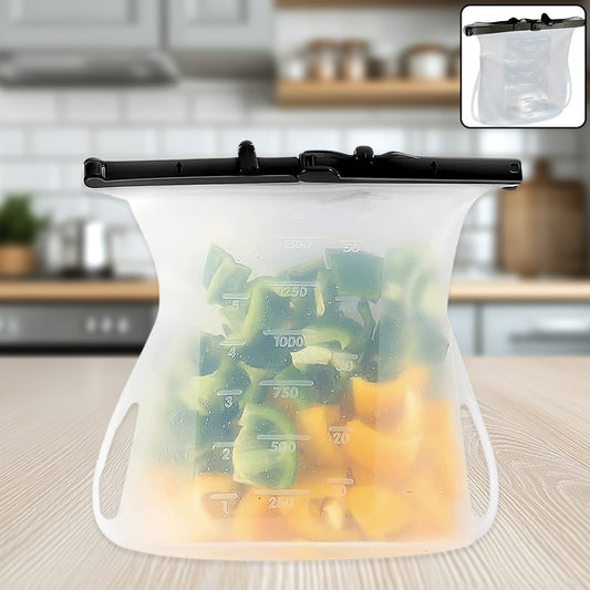 Reusable Silicone Food Bag ��� Leakproof, Flat Bottom, BPA-Free, Microwave & Dishwashe